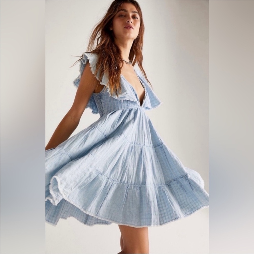 Light Blue Free People Ruffled Dress - Picture 5 of 5